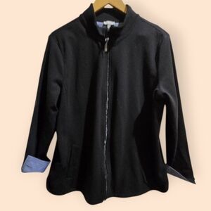 T By Talbots Black Full Zip Front Jacket